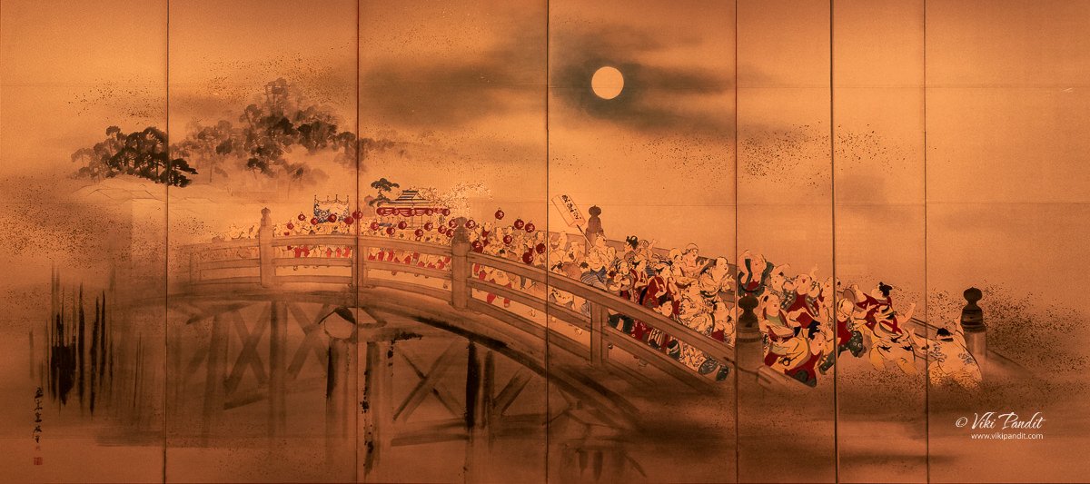 Painting of Awa-Odori dances during feudal times