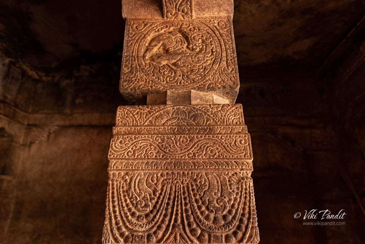 Pillar carvings inside Cave 1