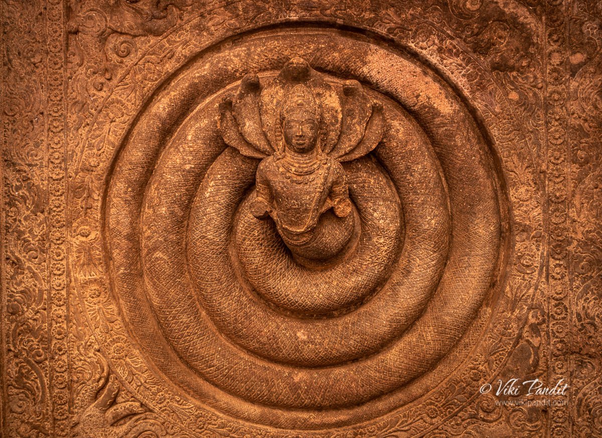 Roof carving of Sheshnag inside Cave 1