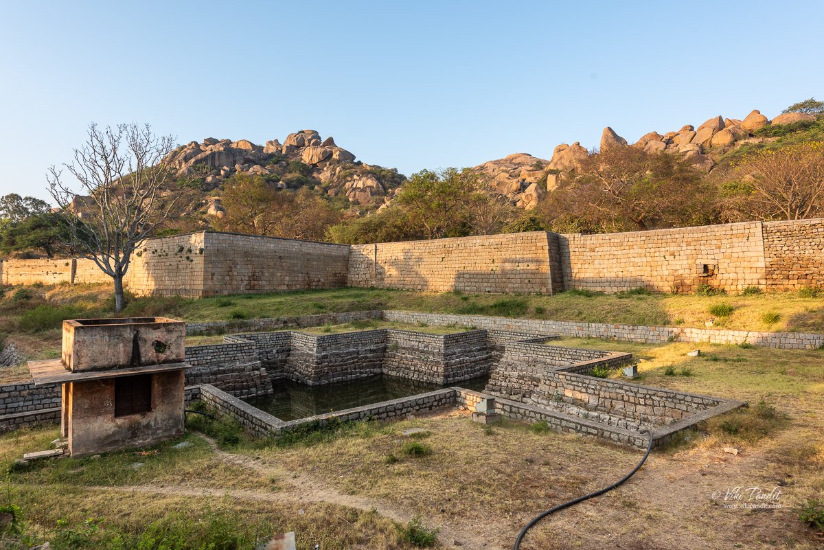 The water tank near the entrance of the Chitradurga Fort