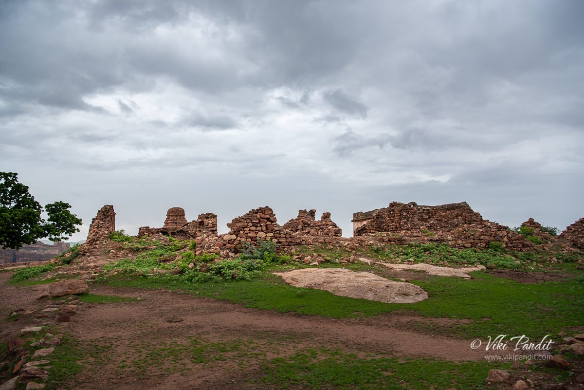 Ruins of a palatial building at the summit of Badami Fort