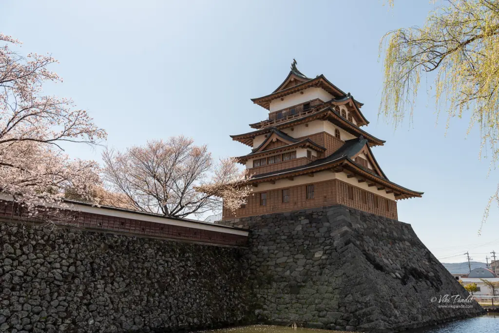 Sakura blooms at Takashima Castle Park