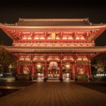 Hozomon Gate of Senso ji Temple at Night